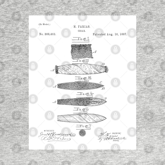 Cigar Making Patent - Cigar Smoker Smoke Tobacco Shop Art - White by patentpress